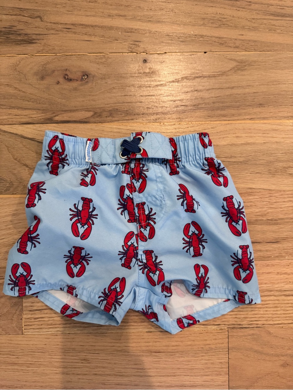 Kids Lobster Print Swim Trunks - Light Blue